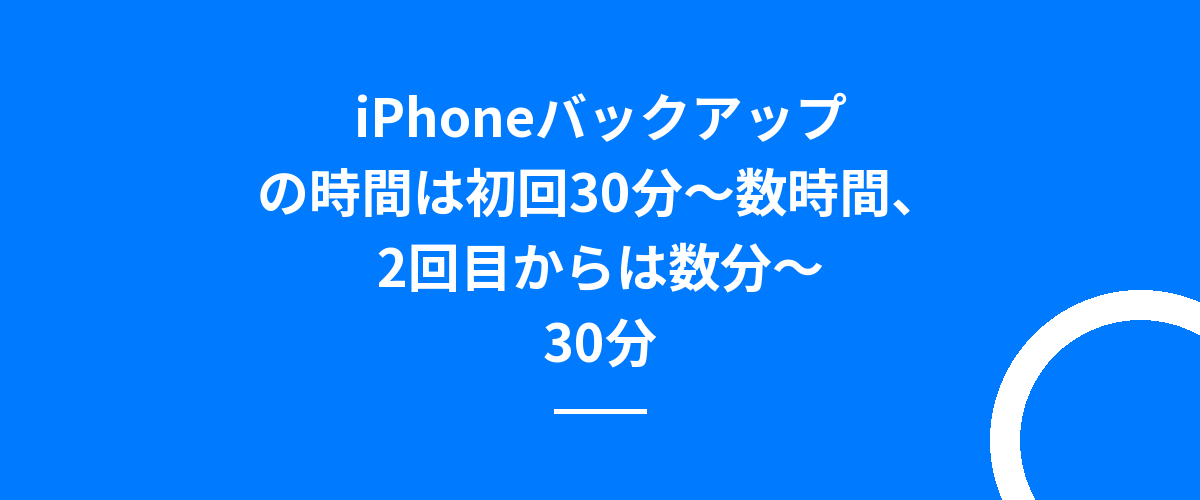 iPhoneバックアップの時間は初回30分〜数時間、2回目からは数分〜30分