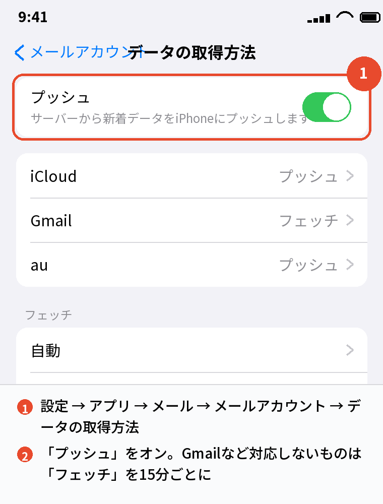 データの取得方法(プッシュとフェッチ)