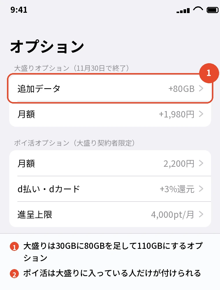 大盛りオプションとポイ活オプションのしくみ